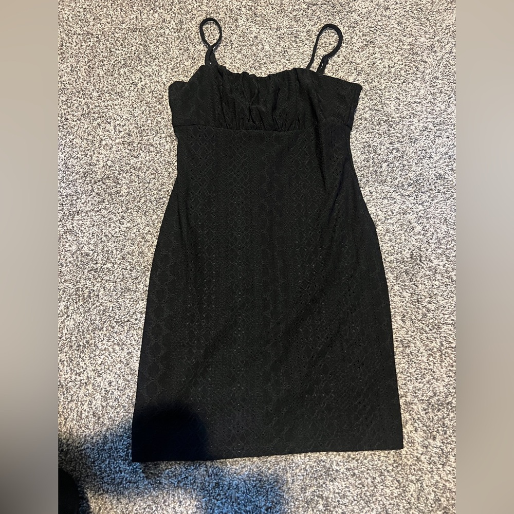 Love tree Black Eyelet Mini Sun Dress